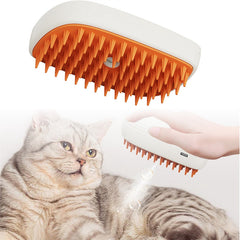 USB Rechargeable Pets Steam Brush, Comb Massager and Grooming Tool with retractable handle