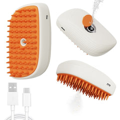 USB Rechargeable Pets Steam Brush, Comb Massager and Grooming Tool with retractable handle