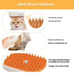 USB Rechargeable Pets Steam Brush, Comb Massager and Grooming Tool with retractable handle