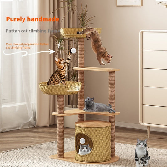 Handmade Rattan Cat Climbing Tree
